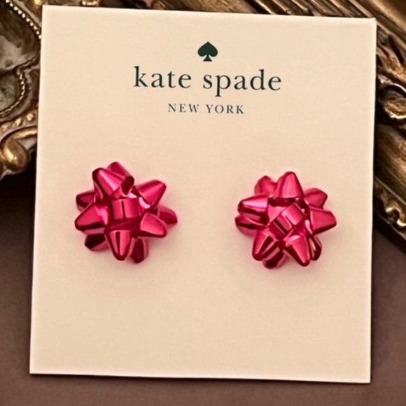 KATE SPADE • Brilliant Pink Bourgeois Bow Earrings Holiday Christmas